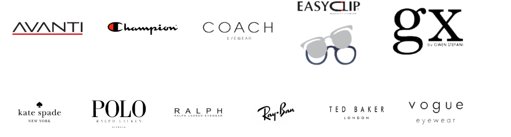 Eyewear Brands: Avanti, Champion, Coach, EasyClip, gx by Gwen Stefani, Kate Spade, Polo, Ralph, Ray-Ban, Ted Baker, Vogue