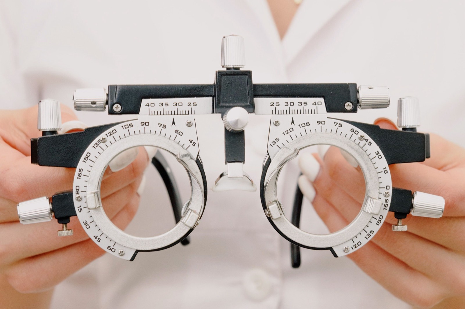 Optometry trial frame used during a detailed vision examination